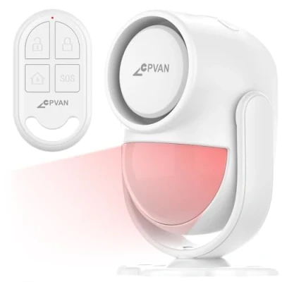 Image of CPVAN Indoor Motion Sensor Alarm with Siren, Remote Control Wireless Infrared DIY PIR Detector Burglar System, 125dB Adjustable, Battery Operated, for Home/Shed/Garage/Van/Shop.