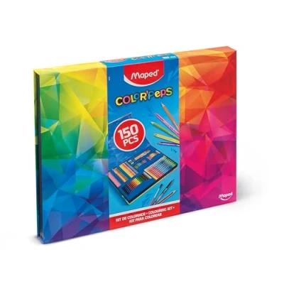 Image of Maped School Material 150 Piece Colouring Kit Includes New Infinity Pencils Portable Storage Case Multiple Tools Great Assortment of Colours