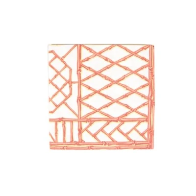 Image of Caspari Bamboo Screen Coral Paper Linen Luncheon Napkins 15 Per Package