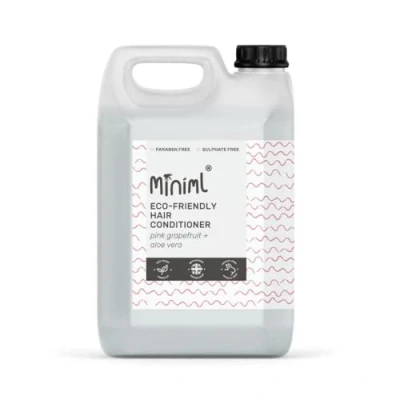 Image of Miniml Natural Hair Conditioner Eco Friendly 5L Refill Pink Grapefruit &amp; Aloe Vera Men and Womens Sensitive Scalp Skin Cruelty Free Vegan Formula For Greasy, Curly, Dry