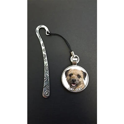 Image of Personalised Border Terrier Any Text Pendant On a Silver Coloured Metal Design Bookmark Ideal Birthday Gift N95w