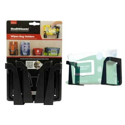 Image of StealthMounts Wipe Holder 2 Pack Mounts for Storage Made in the UK