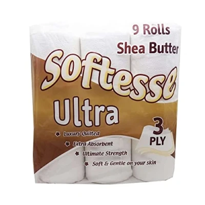 Image of 9 SHEA Butter Ultra 3 PLY Toilet Rolls (SOFTESSE Rolls)