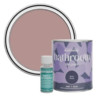 Image of Rust Oleum Pink Water Resistant Bathroom Tile Paint In Gloss Heartfelt 750ml