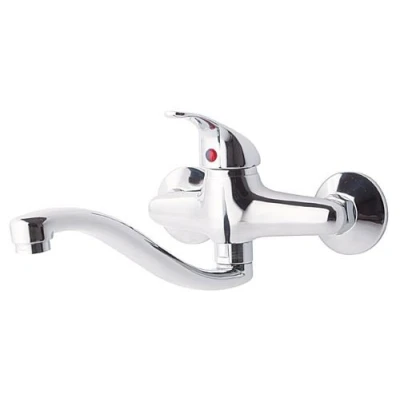 Image of Bathroom Bath/Kitchen Mixer Water TAP Chrome Plated Wall Mounted