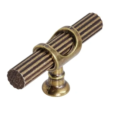 Image of Decoranddecor Bar Drawer Pull Handles with Lines Design Kitchen Cabinet Decorative Hardware Bedroom Bathroom Furniture Accessories (7cm Knob, Antique Brass)