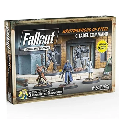 Image of Modiphius Entertainment Ltd Fallout Wasteland Warfare: Brotherhood of Steel Citadel Command 5 Miniatures, 32mm Unpainted Figures, Captial Wave