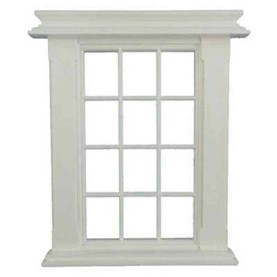Image of Melody Jane Dolls House Miniature White Plastic Georgian Window Frame 12 Pane DIY Builders