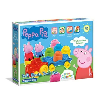 Image of Clementoni 17249 Peppa Pig soft block train set for toddlers, ages 18 months plus