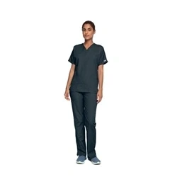 Image of CHEROKEE Women Woman Scrub Top Originals Medical Clothing with Pockets V Neck WWE4700 Pewter S