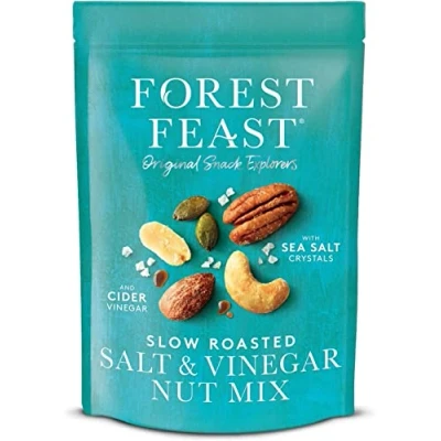 Image of FOREST FEAST Slow Roasted Salt &amp; Vinegar Nut Mix 8 x 120g Sea Cider with Cashews, Almonds, Peanuts, Pecans Pumpkin Seeds Vegan Snack