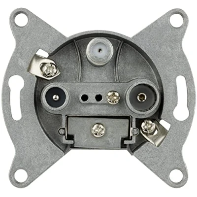 Image of REV 0399640006 SAT Dose Brand Compatible with Busch Jäger, Gira, Jung and Merten, Flush Mounted, Silver, Satellitendose