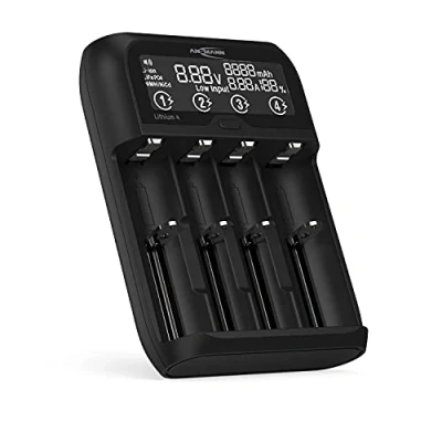 Image of ANSMANN Universal Lithium 4 Battery Charger for Li Ion 18650 21700 26650 22650 18500 UVM. &amp; NiMH AA/AAA/Baby C Cells and Batteries, USB Type Input
