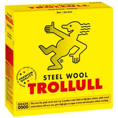 Image of TROLLULL Steel Wool Wire 450g extra fine 0000 polishes waxed wood, copper, brass, and matt surfaces, cleans glass