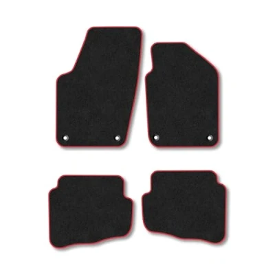 Image of Car Mats Compatible with VW Fox (2006 2012) Tailored Fit Red Carpet Floor Set Accessory Custom 4 Pieces Anti Slip Backing &amp; Binding Trim Edge