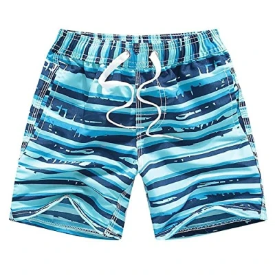 Image of FedMois Boys Swimming Trunks Quick Dry Beach Shorts Boardshorts, Sky Blue, 7 8 Years