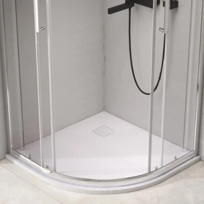 Image of EMKE Shower Tray, 80 x cm, Quarter Circle, Circle Flat, Non Slip, Can Be Cut to Size, White