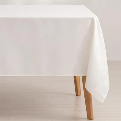 Image of GAMUSI Stain Resistant Tablecloth Rectangular Floral Jacquard Waterproof Table 140 x 100 cm, Fabric Touch, White Lady