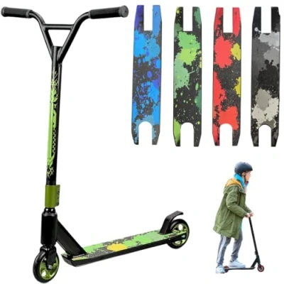 Image of Trendi Pro Stunt Scooter 360 Spin Handlebar Freestyle Trick with ABEC 7 Bearings Durable Street for Boys, Girls &amp; Teens Age 6+ (Green)