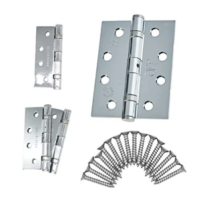 Image of Door Hinge 4&quot; / 102mm Polished Chrome Ball Bearing Washer CE Grade 11 for Fire 2 Pair