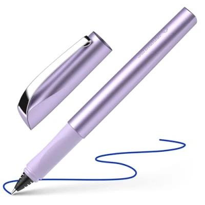 Image of Schneider Ceod Shiny 186256 Rollerball Pen (Right and Left Handed Users, Line Width M, Includes Ink Cartridge Royal Blue) Purple