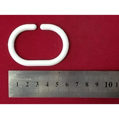 Image of 12 x White Shower Curtain Rings Hooks Hangers Loops Plastic C Shape Bathroom Bath