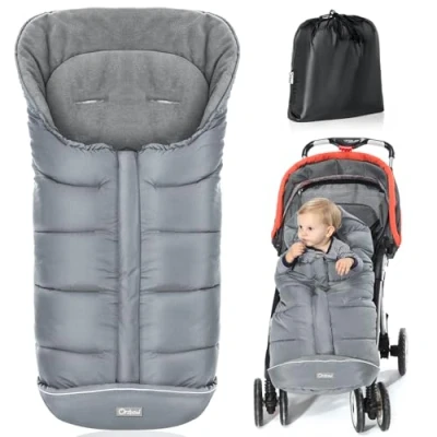 Image of Orzbow Universal Footmuff for Pushchair,Winter Cosy Toes Pram Liner,Waterproof Windproof Warm Polar Fleece Lined Newborn Stroller (Grey)