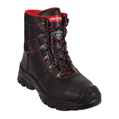Image of Oregon Sarawak Class 1 Chainsaw Cut Protection Boots Leather Steel Toe Cap Safety Work Size 8 Black