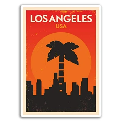 Image of 2 x 10cm Los Angeles USA Vinyl Stickers Sticker Car Luggage Travel #19005 (10cm Tall)