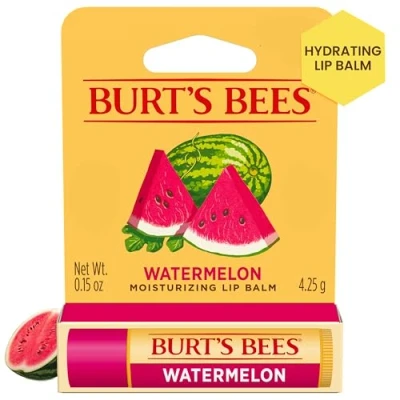 Image of Burts Bees Watermelon Moisturizer Lip Balm Blister for Unisex 0.15 oz Clear