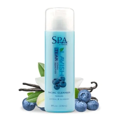 Image of SPA by TropiClean Dog Tear Stain Remover Grooming Supplies Cleansing Soothes, Exfoliates, Hydrates For Dogs and Cats Oatmeal Blueberry, 236 ml