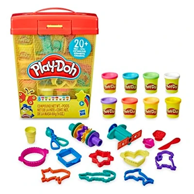 Image of Play Doh Large Tools and Storage Activity Set for Children Aged 3 Years Up with 8 Non Toxic Colours 20 Plus