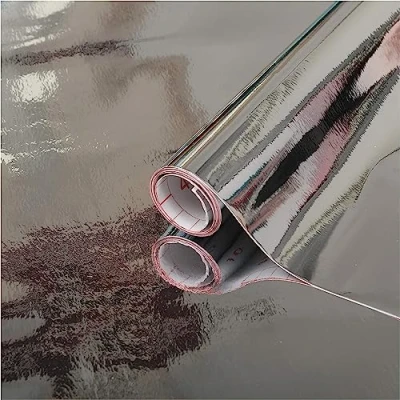 Image of d c fix Klebefolie Metallic Hochglanz silber selbstklebende Folie wasserdicht realistische Deko für Möbel, Tisch, Schrank, Tür, Küchenfronten Möbelfolie Dekofolie Tapete 45 cm x 1,5 m
