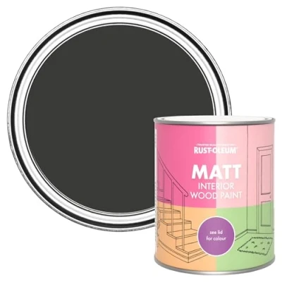 Image of Rust Oleum Black Interior Wood Paint in Matt Finish Dark Magic 750ml