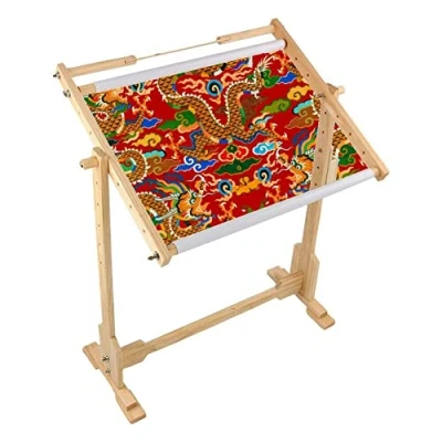 Image of Cross Stitch Stand, 14CT Wooden Adjustable Frame Embroidery Stand Tapestry Frames and Stands with 5 Adopted Height Level