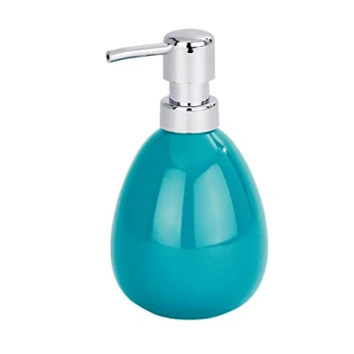 Image of WENKO Polaris Soap Dispenser, Ceramic, Petrol, 9.5 x 9 16.2 cm