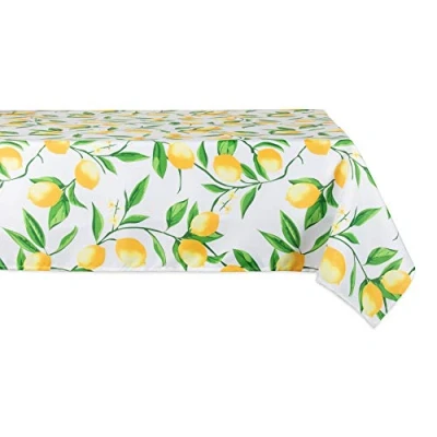 Image of DII Lemon Bliss Outdoor Tabletop, Collection Stain Resistant &amp; Waterproof, Tablecloth, 60x84