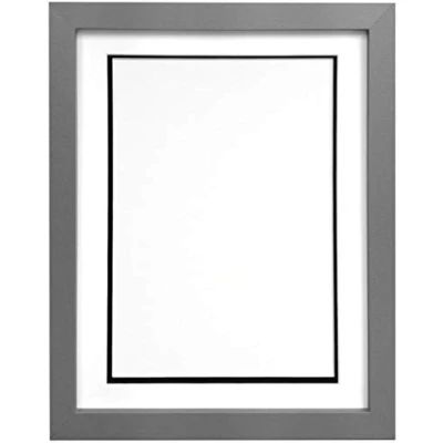 Image of FRAMES BY POST H7 Picture Photo Frame, Wood with Plastic Glass, Silver White and Black Double Mount, 20 x 16 Image Size 15 10 Inch