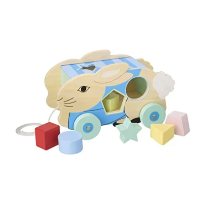 Image of Peter Rabbit Toys Pull Along Toy Shape Sorter, Wooden Early Development &amp; Activity for Boys Girls, Toddler Official Licensed Gifts by Orange Tree