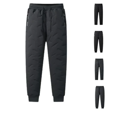 Image of Unisex Fleece Lined Joggers,Unisex Joggers with Pockets,Unisex Waterproof Pants (Grey Leg Binding,L)
