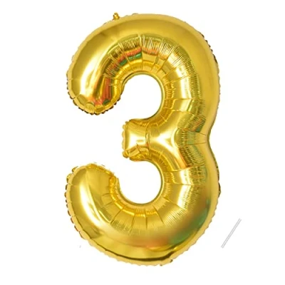 Image of Number 3 Balloons 3,Gold Balloon 40 Inch Giant Helium Foil for Boys Girls Party Decor Birthday Anniversary Graduation Decorations Supplies