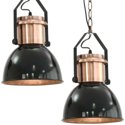 Image of vidaXL Ceiling Lamp 2 pcs Black Round E27
