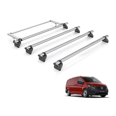 Image of Van Demon Rhino Kammbar Fleet 4 Roof Bars Rack &amp; Rear Ladder Roller Bundle for Mercedes Vito 2015+ Only Fits Compact/Long Wheelbase Models