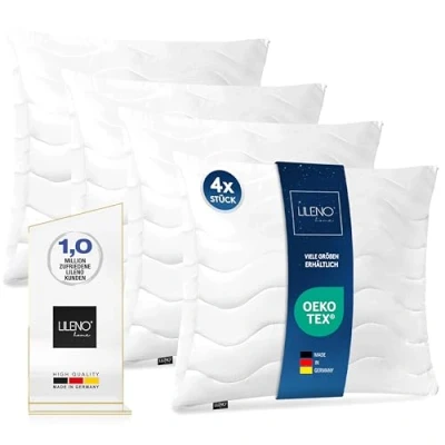 Image of LILENO HOME Pillow 80 x cm [Set of 4] Medium with 850 g Cushion Filling Bed or Decorative Zip to Adjust Washable up 95 Sofa &amp; for Couch /