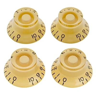 Image of Musiclily Pro Left Handed Metric Size 18 Splines Guitar Bell Top Hat Knobs for Epiphone Les Paul SG Style, Cream (Set of 4)