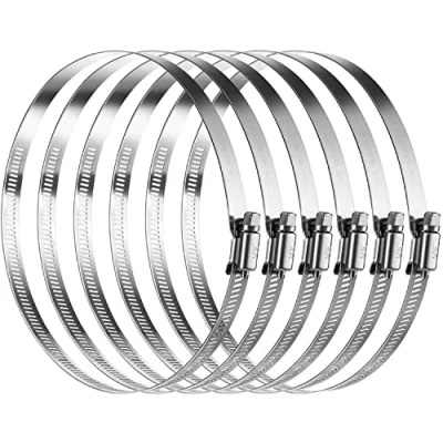 Image of Litensh Stainless Steel Hose Clips, Worm Gear Clamps Pipe Clamp, Duct Clamp Fuel Line for Plumbing Automotive Pool Car Pond and Garden (141 165MM, 6PCS)