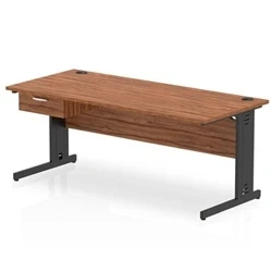 Image of Impulse 1800x800 Desk Walnut/Black Cable Managed Leg 1 Dr Fixed Ped