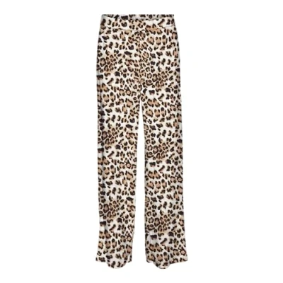 Image of VERO MODA Women&#039;s Vmeasy Joy Hw Wide Pants WVN Ga Trouser, Tan/AOP: Leo, XL