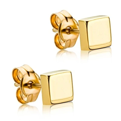 Image of OROVI 9ct (375) Basic Yellow Gold Stud Earrings for Women Solid Earrings, Hypoallergenic Shipped in an Elegant Present Box a Luxurious Unboxing Experience