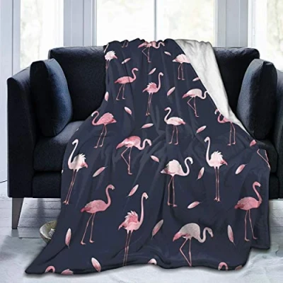 Image of COMRTL Flannel Fleece Throw Blanket Bed Pink Flamingo Micro Warm Soft Lightweight Cozy Microfiber for Couch Sofa All Seasons